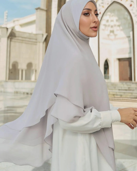 1Pc Double Layered Chiffon Ready to Wear Instant Hijabs Solid Headscarf Foulard Femme Musulman Shawl Wrap Bandana