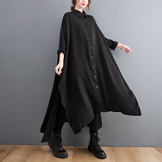 Loose Long Slit Shirt Dress