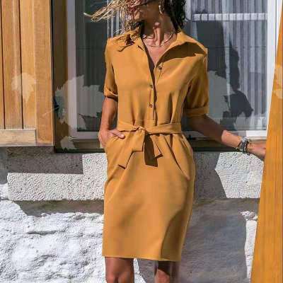 3/4 Sleeve Shirt Dress with Ties