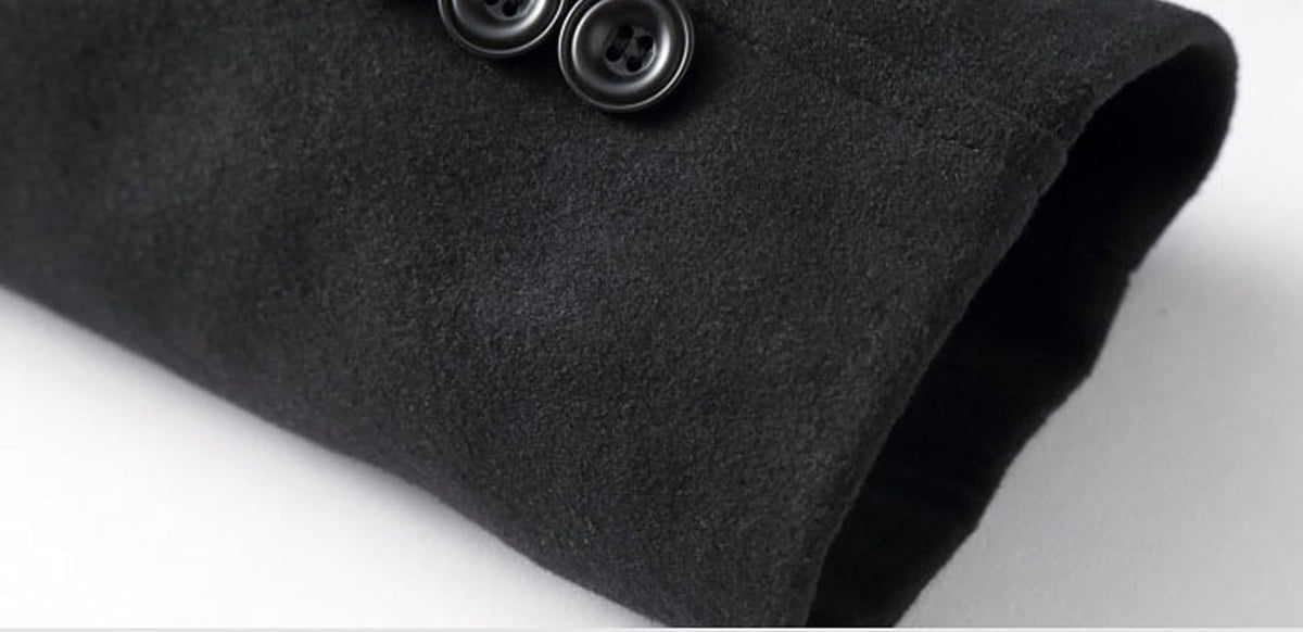 Men'S Classic Notched Collar Double Breasted Wool Blend Pea Coat