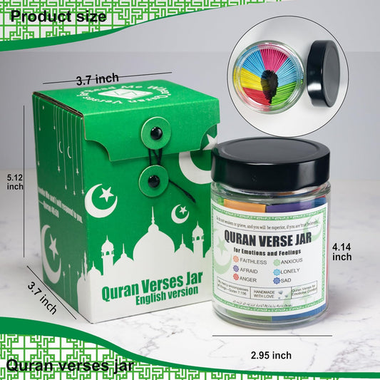 Quran Verse Jar for Spiritual Comfort, Islamic Gifts for Women Men Kids Muslim Friends, Ramadan Decorations, Ramadan Eid Gifts,Quran Prayers & Gratitude Verses in English, Islamic Decor