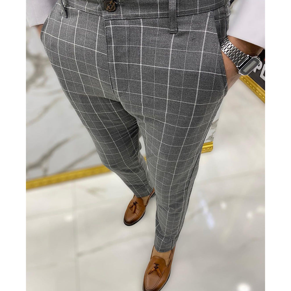Men's Plaid Pencil Trousers