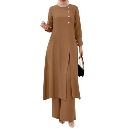 Dubai Kaftan Abaya & Wide-Leg Pants Set
