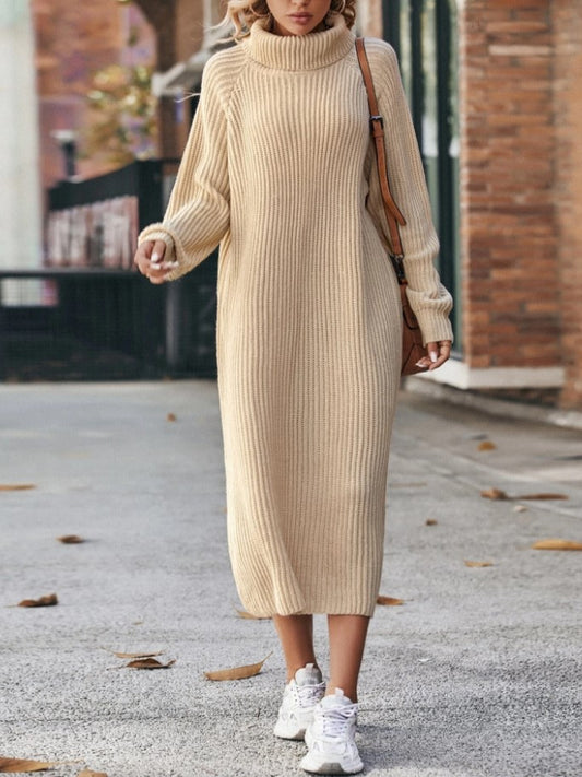 Loose Knitted Turtleneck Dress