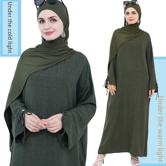 Women 1PC Abaya Dress Simple Kaftan Eid Dress for Women Muslim Casual Robe Fashion Jilbab Dubai Travel Outfits