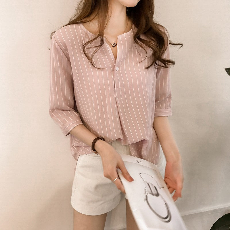 New Stripe Casual Chiffon Women's Blouse