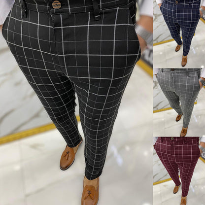 Men's Plaid Pencil Trousers