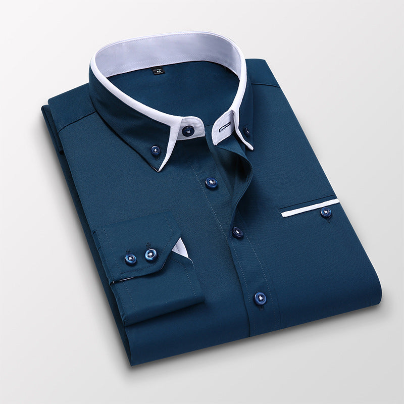 Men's Slim Fit Business Casual Long Sleeve Shirt