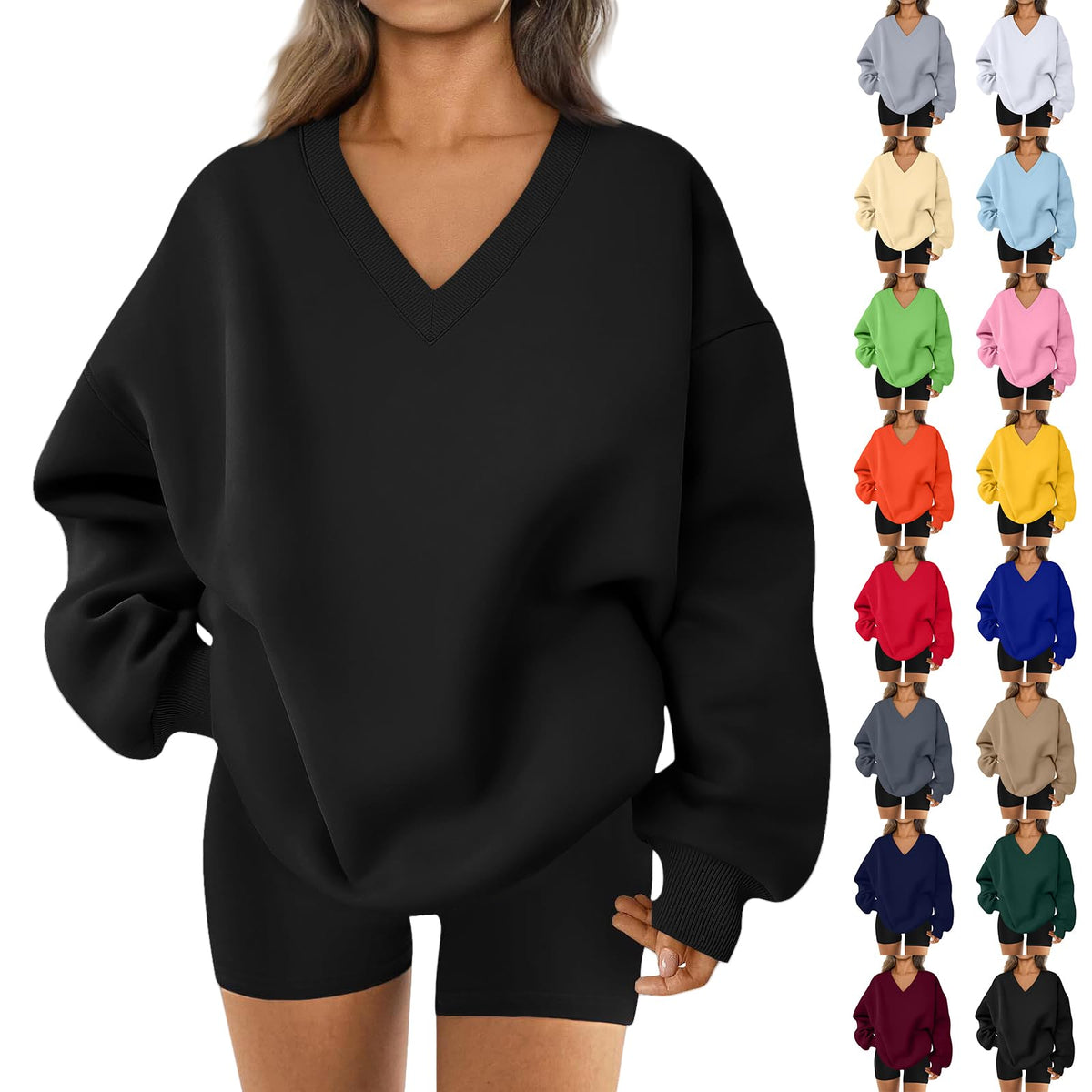 Oversized V Neck Sweatshirt