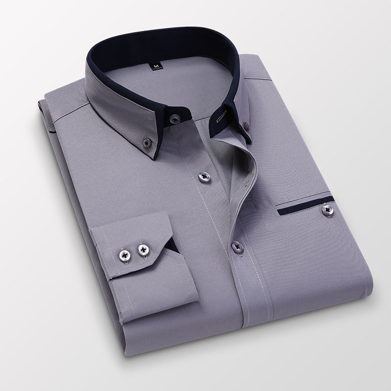 Men's Slim Fit Business Casual Long Sleeve Shirt