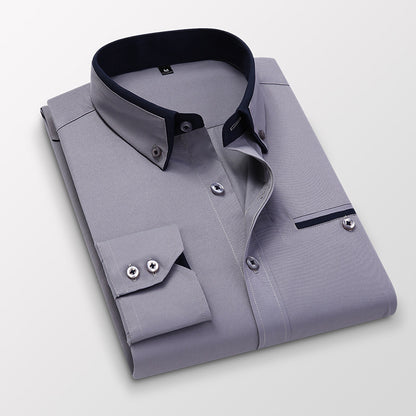 Men's Slim Fit Business Casual Long Sleeve Shirt