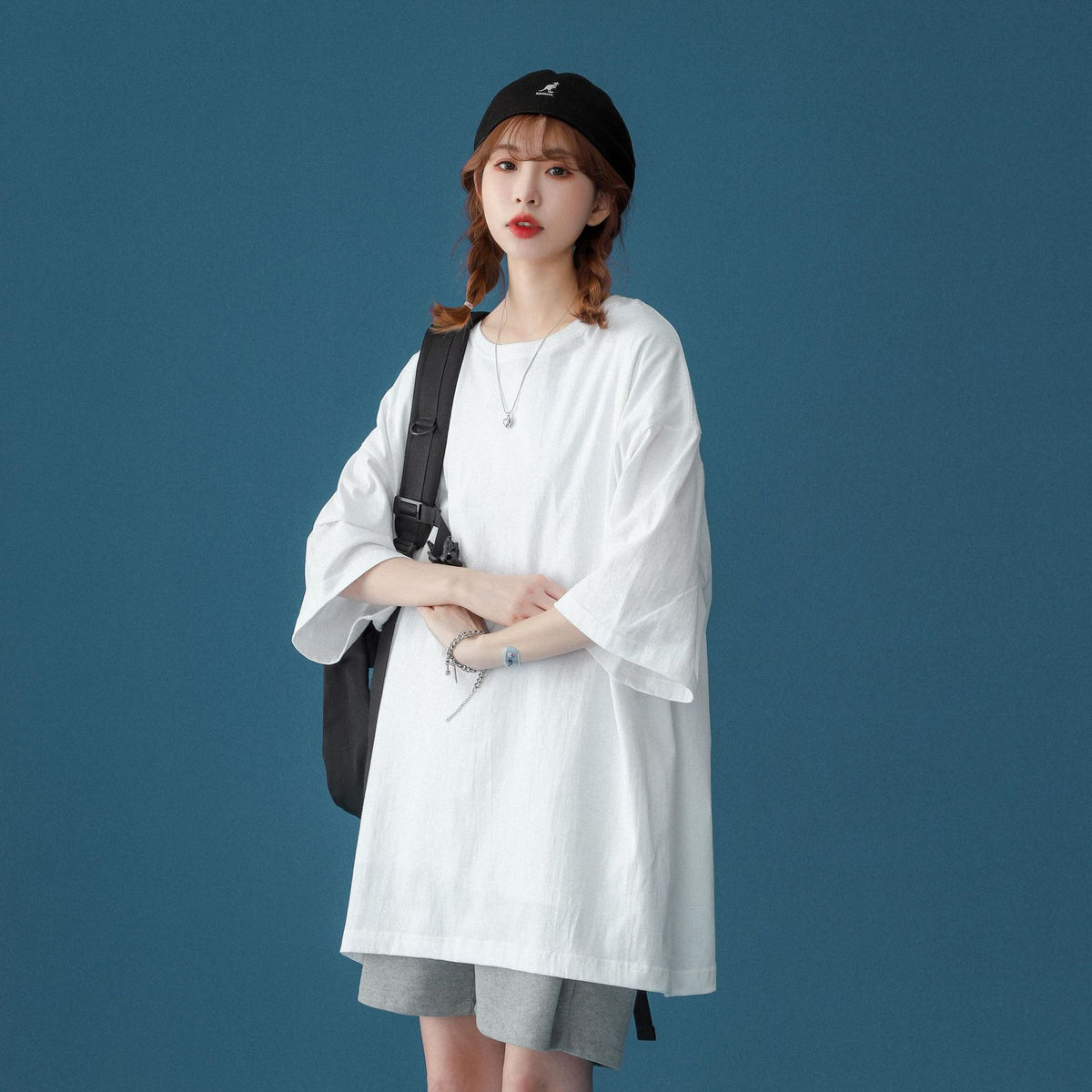 Oversized Cotton T-Shirt with Round Neck