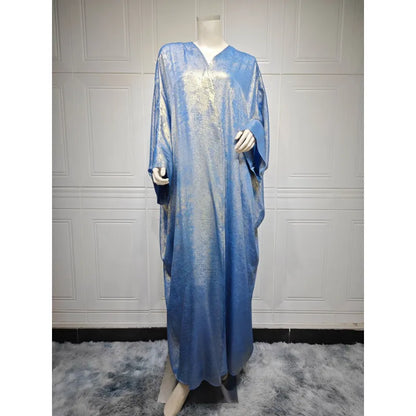 Elegant Bronzing Metallic Abaya Robe