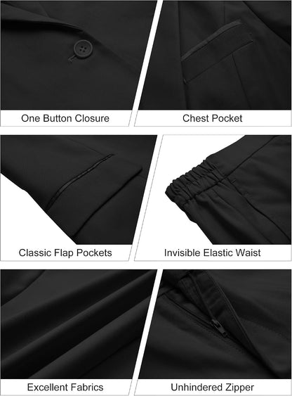 Womens 2 Piece Suit Sets Slim Fit Blazer Pants Work Outfits