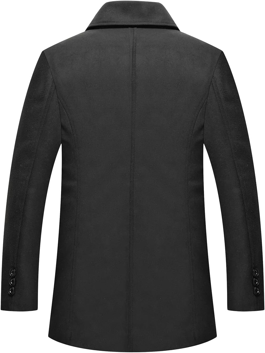 Men'S Classic Notched Collar Double Breasted Wool Blend Pea Coat
