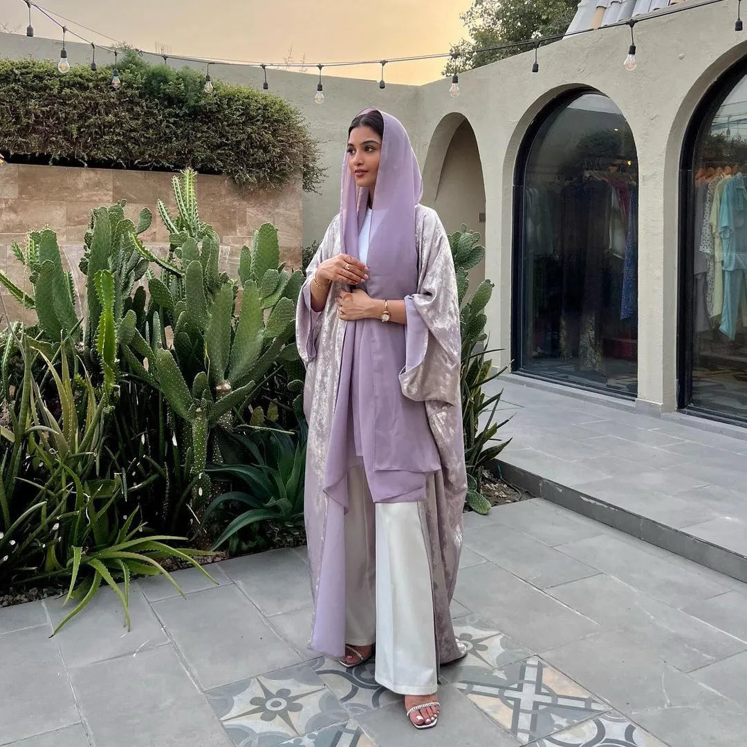 Elegant Bronzing Metallic Abaya Robe