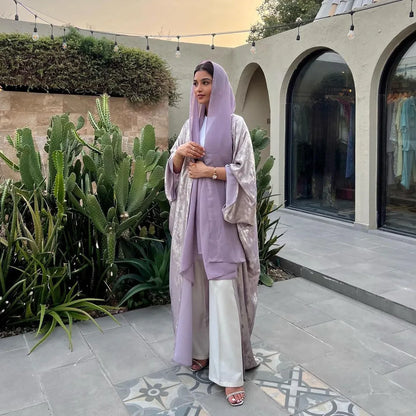 Elegant Bronzing Metallic Abaya Robe