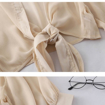 Elegant Women's Casual Chiffon Button-Up Shirt