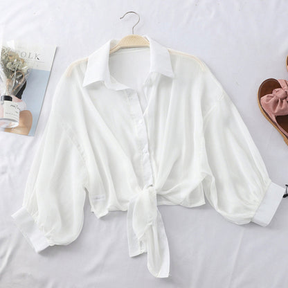 Elegant Women's Casual Chiffon Button-Up Shirt