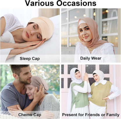 4 Pcs Women Hijab Undercap, Islamic Muslim under Hijab Cap Inner under Scarf Hat Turban with Tie Back Closure