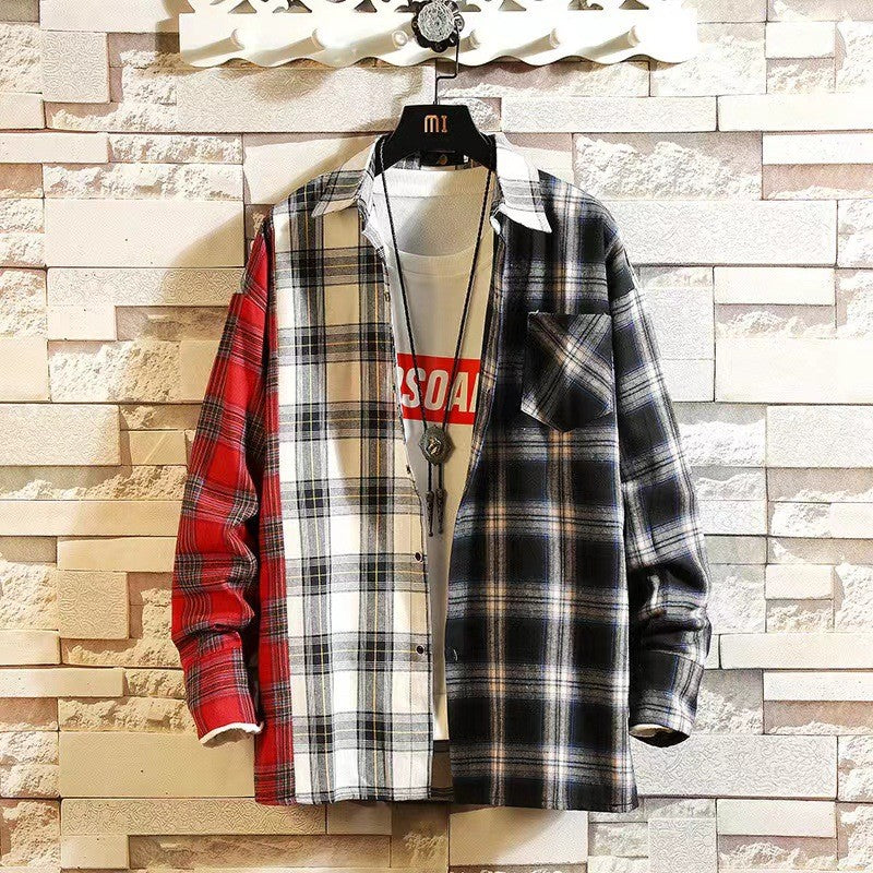Long Sleeve Loose Fit Plaid Shirt