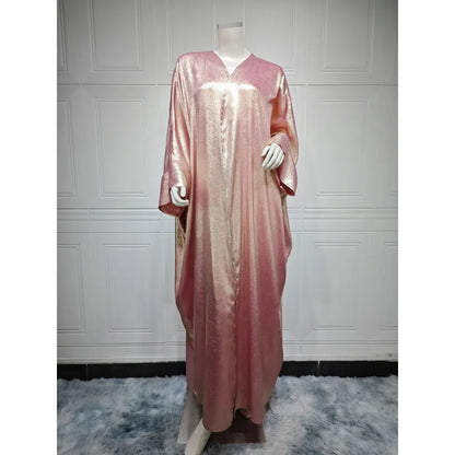 Elegant Bronzing Metallic Abaya Robe