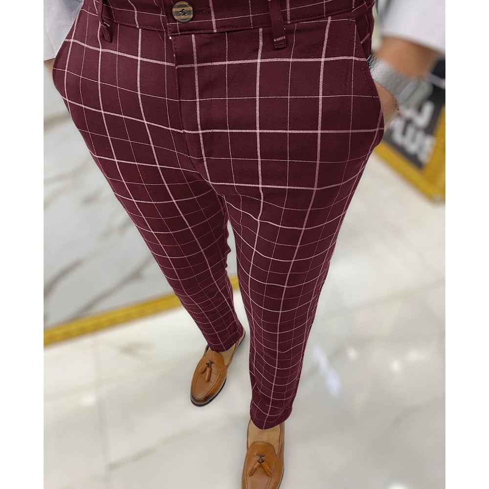 Men's Plaid Pencil Trousers