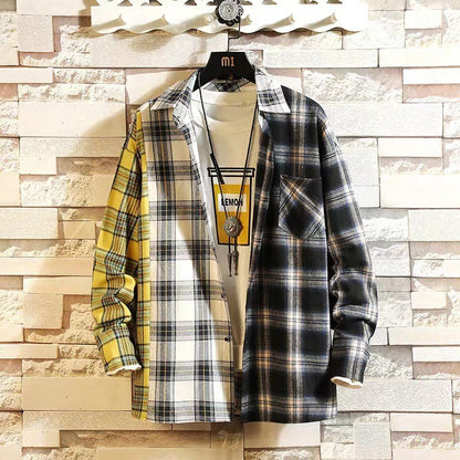 Long Sleeve Loose Fit Plaid Shirt