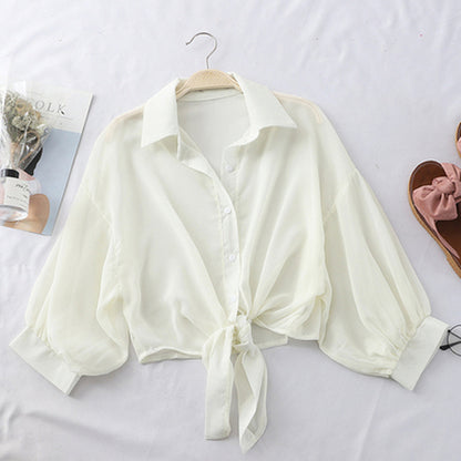 Elegant Women's Casual Chiffon Button-Up Shirt