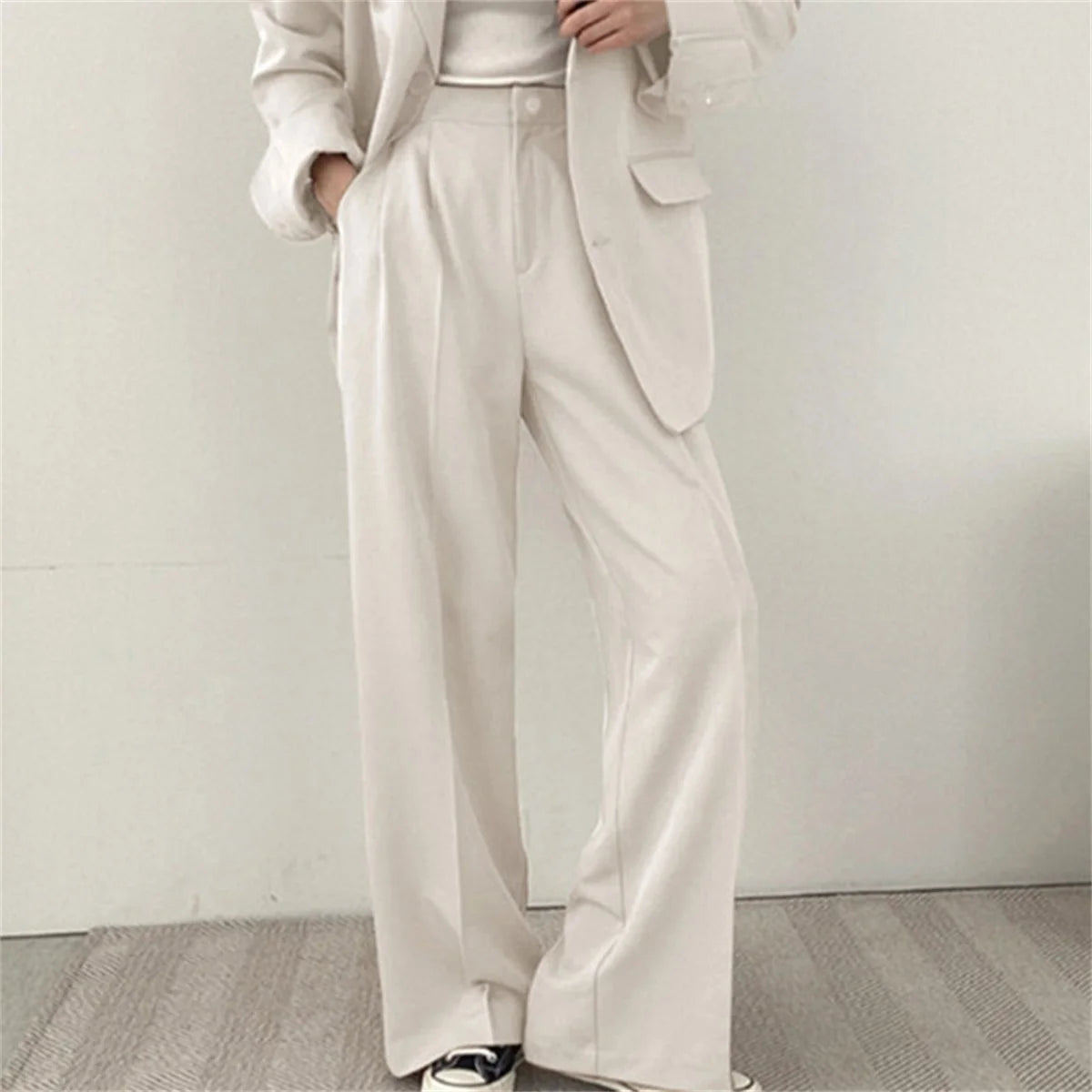 2026 Spring New Women'S Clothing Suit Jacket Casual Pants Set Wide Leg Suit Pants Elegant Office Lady Business Suit Set Blazers