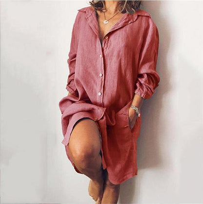 Loose Long Sleeve Shirt Dress