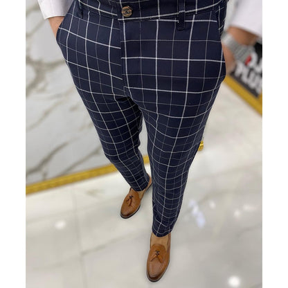 Men's Plaid Pencil Trousers