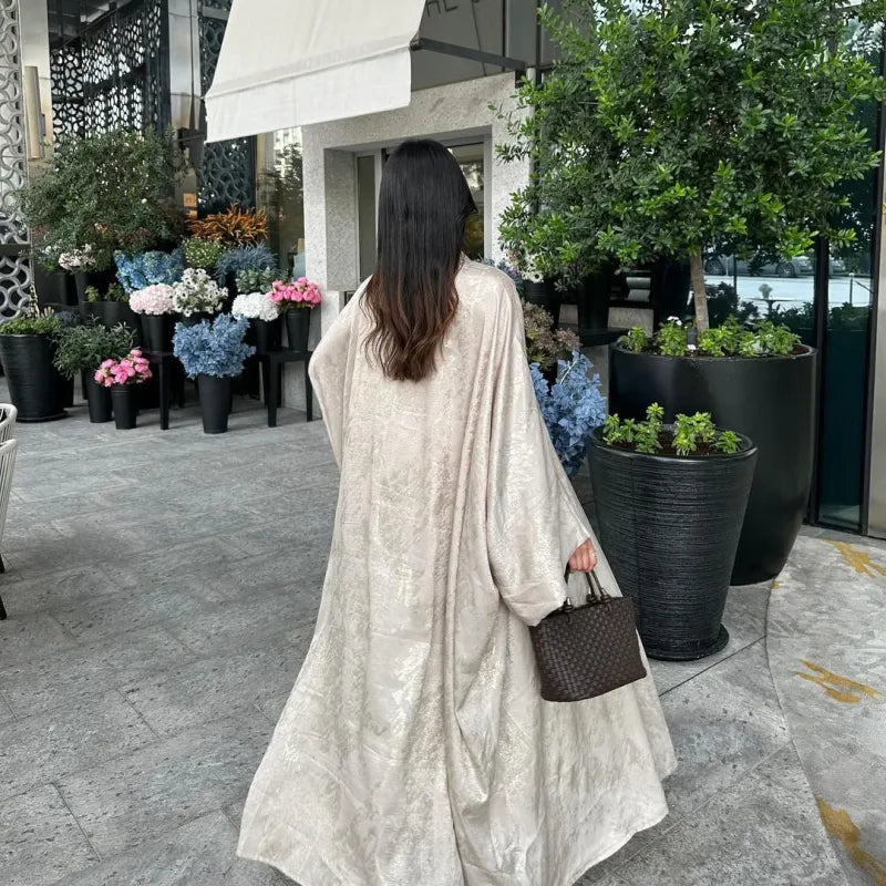 Elegant Bronzing Metallic Abaya Robe