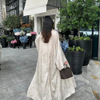 Elegant Bronzing Metallic Abaya Robe
