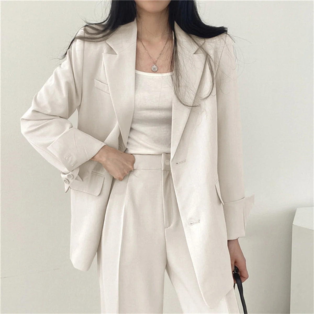 2026 Spring New Women'S Clothing Suit Jacket Casual Pants Set Wide Leg Suit Pants Elegant Office Lady Business Suit Set Blazers