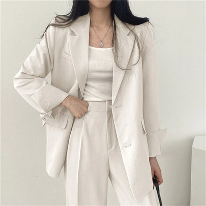 2026 Spring New Women'S Clothing Suit Jacket Casual Pants Set Wide Leg Suit Pants Elegant Office Lady Business Suit Set Blazers