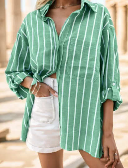 Women's Striped Raglan Sleeve Casual Blouse