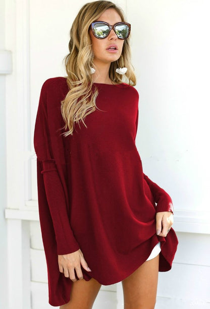V-Neck Long Sleeve T-Shirt Dress