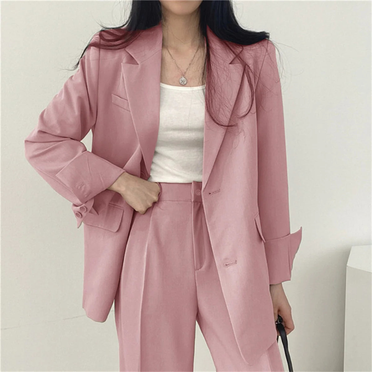 2026 Spring New Women'S Clothing Suit Jacket Casual Pants Set Wide Leg Suit Pants Elegant Office Lady Business Suit Set Blazers