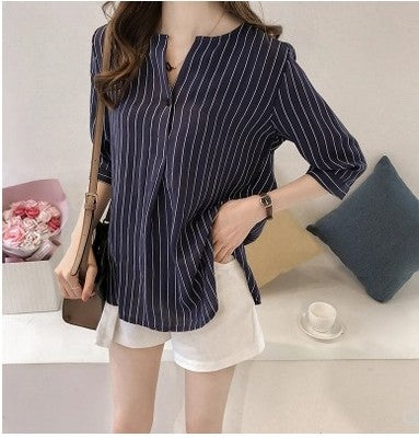 New Stripe Casual Chiffon Women's Blouse