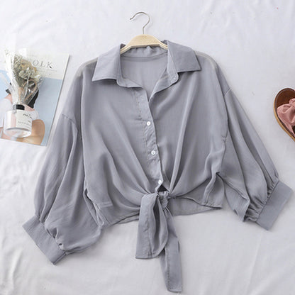 Elegant Women's Casual Chiffon Button-Up Shirt