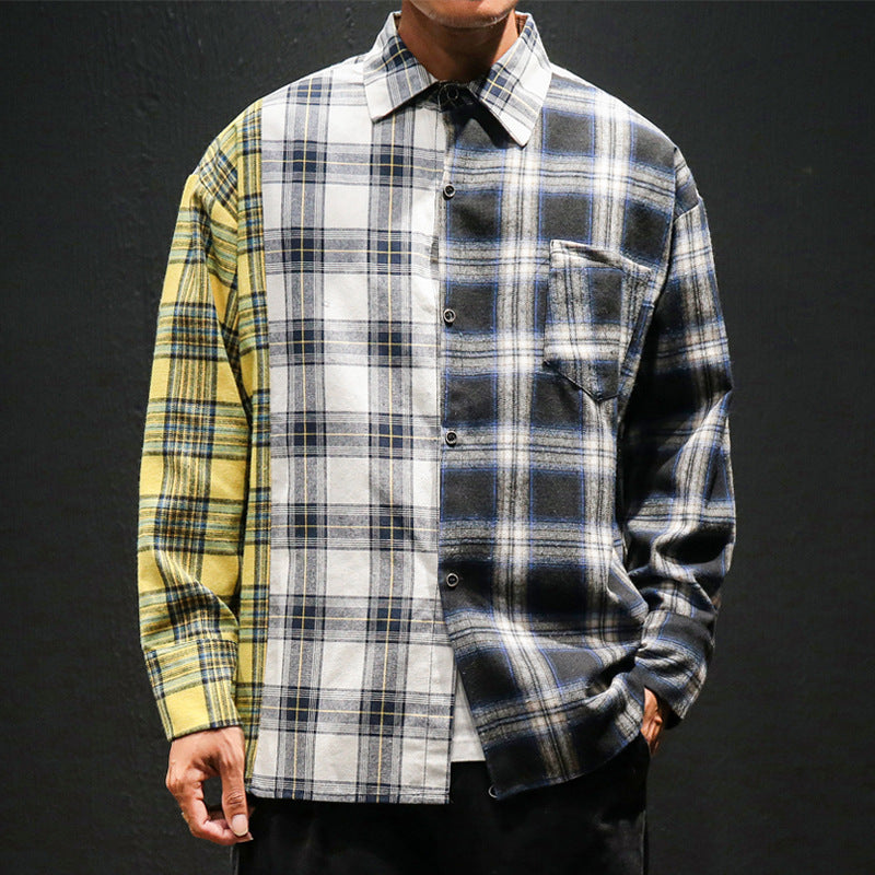 Long Sleeve Loose Fit Plaid Shirt