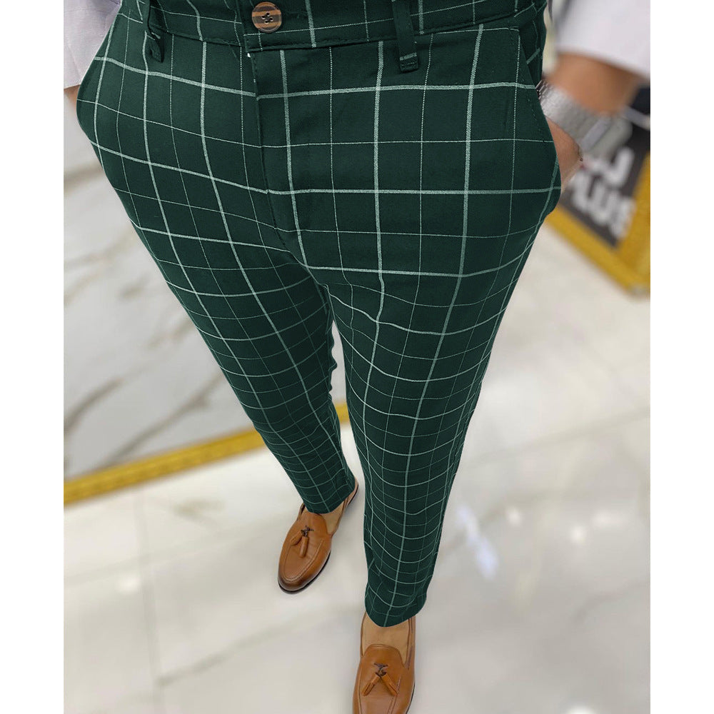 Men's Plaid Pencil Trousers