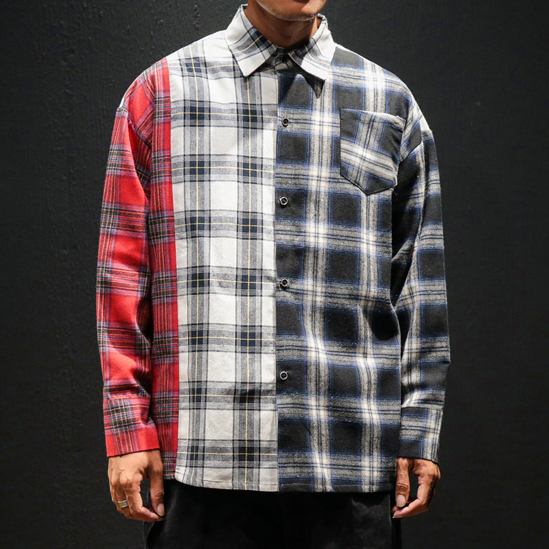 Long Sleeve Loose Fit Plaid Shirt