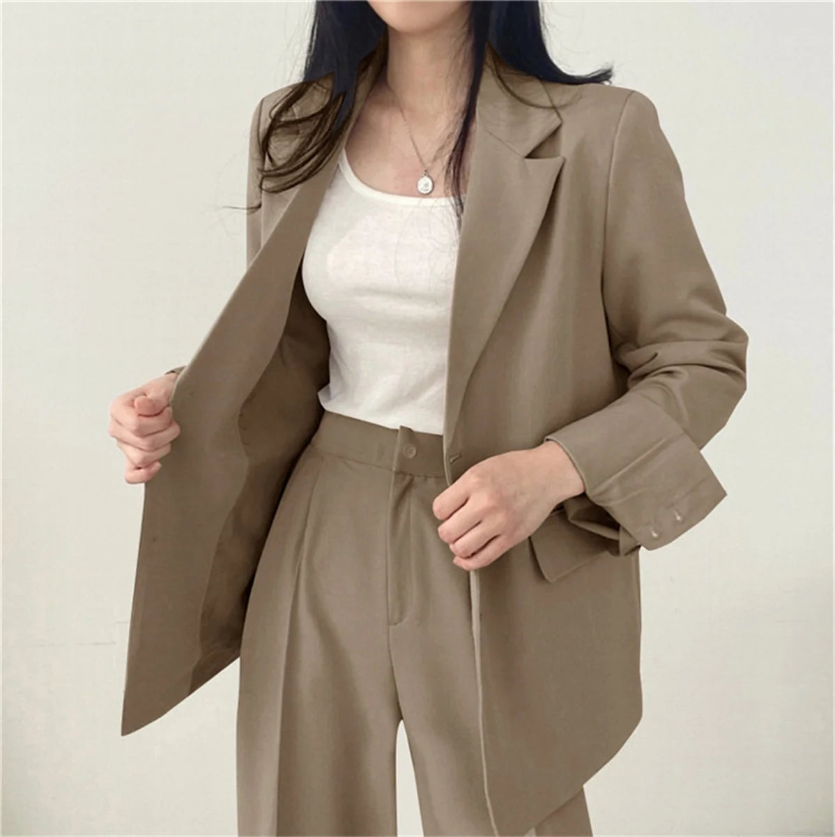 2026 Spring New Women'S Clothing Suit Jacket Casual Pants Set Wide Leg Suit Pants Elegant Office Lady Business Suit Set Blazers