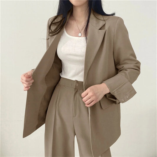 2026 Spring New Women'S Clothing Suit Jacket Casual Pants Set Wide Leg Suit Pants Elegant Office Lady Business Suit Set Blazers