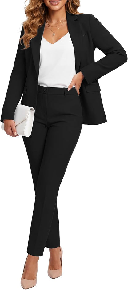 Womens 2 Piece Suit Sets Slim Fit Blazer Pants Work Outfits