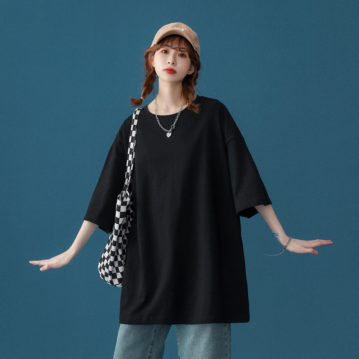 Oversized Cotton T-Shirt with Round Neck
