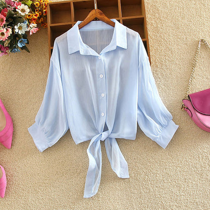 Elegant Women's Casual Chiffon Button-Up Shirt